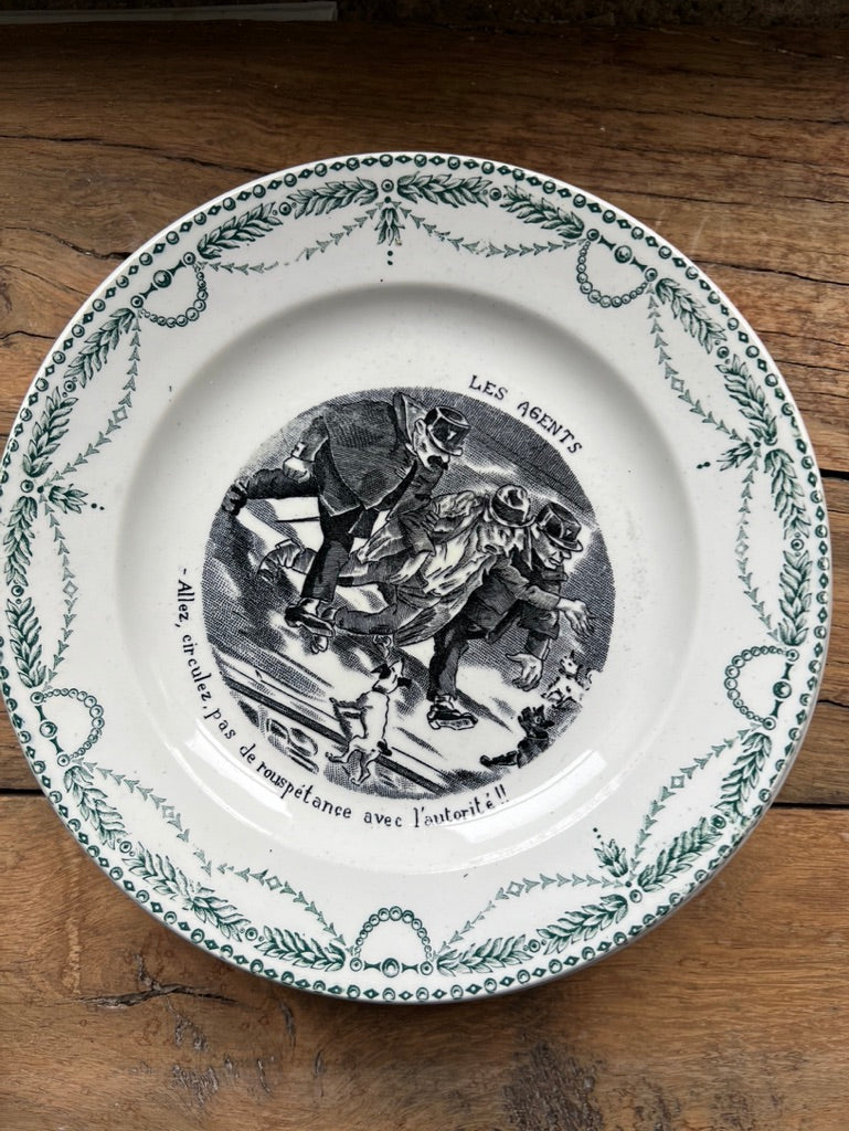 Evergreen French scene dessert plates 🍰🍾