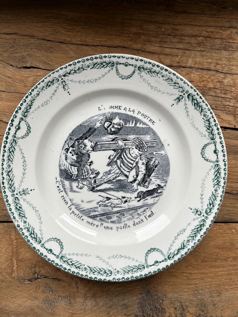 Evergreen French scene dessert plates 🍰🍾