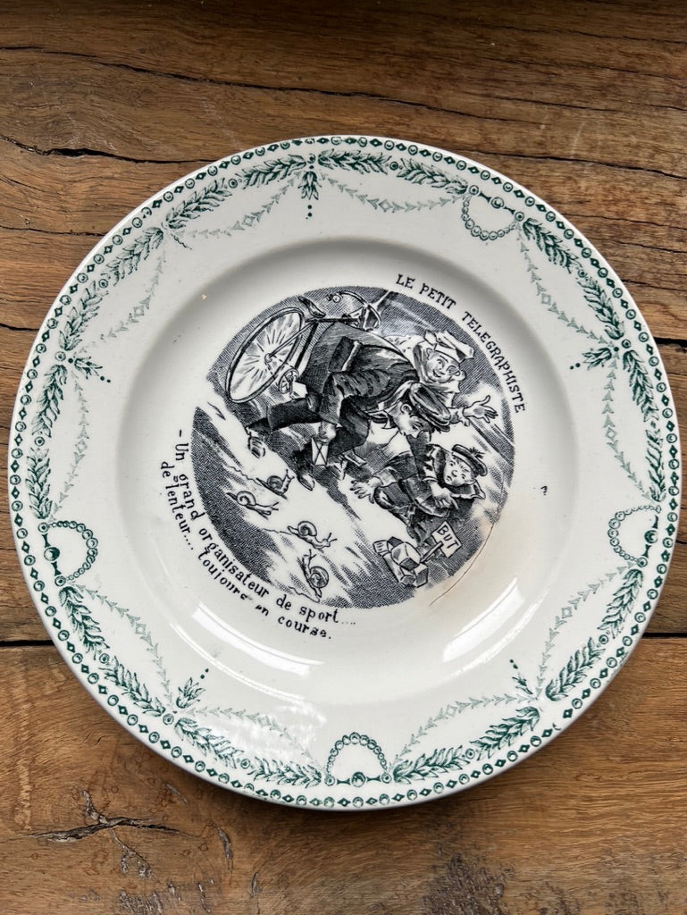 Evergreen French scene dessert plates 🍰🍾