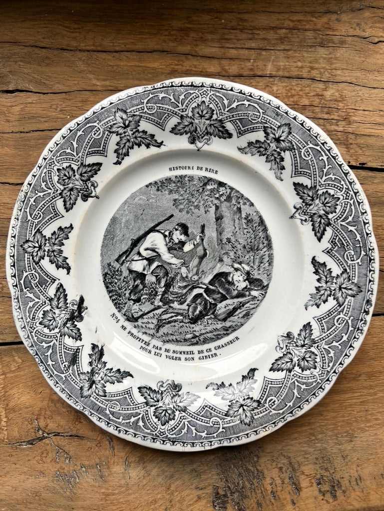 Black & white French scene dessert plates 🍰