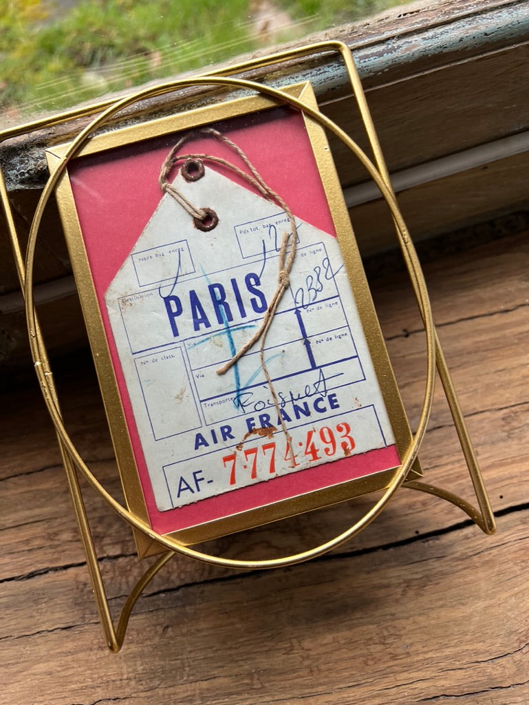 Framed Vintage Air France luggage tag ✈️