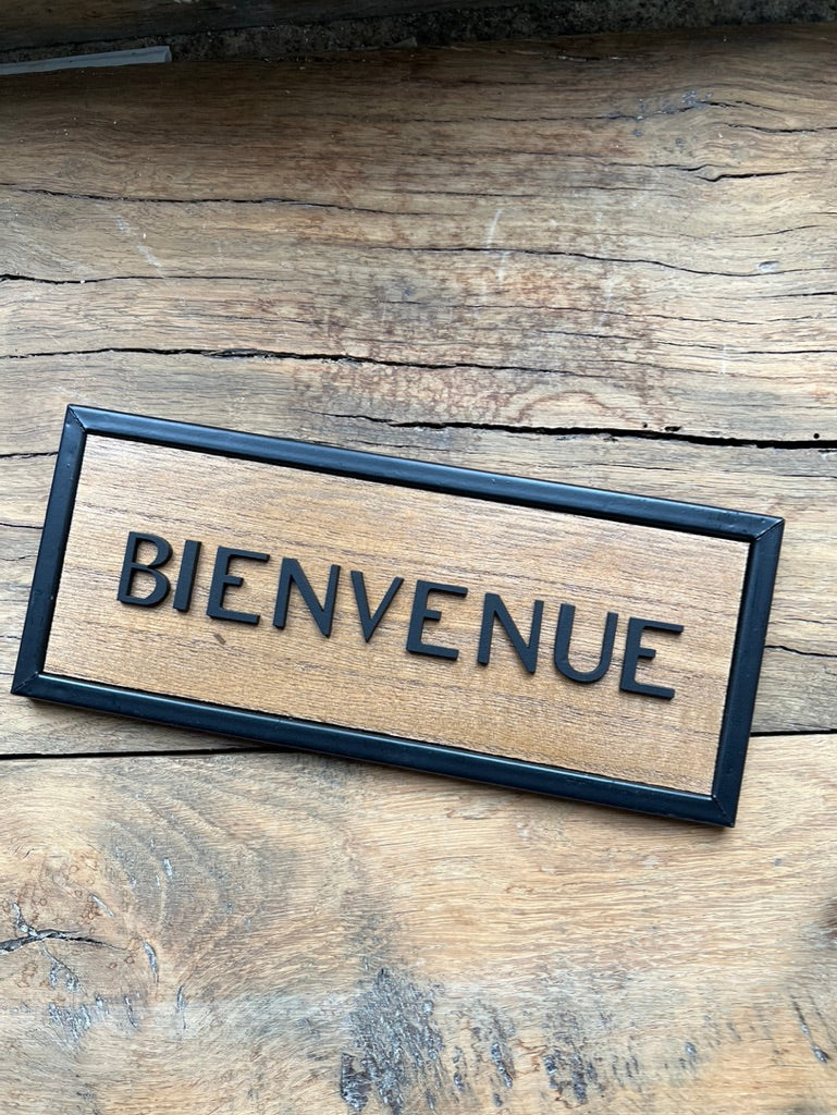 BIENVENUE wood & metal sign 🖤