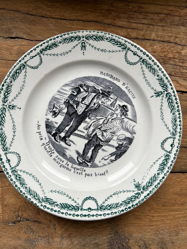 Evergreen French scene dessert plates 🍰🍾