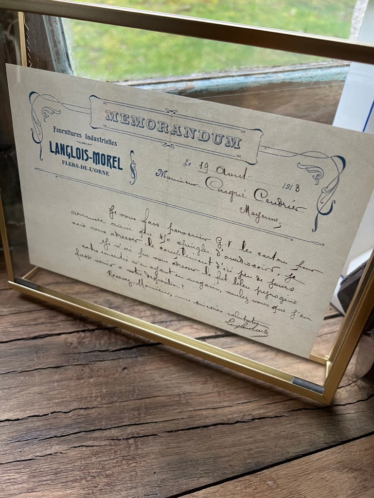 Framed Memo from April 1913 📜