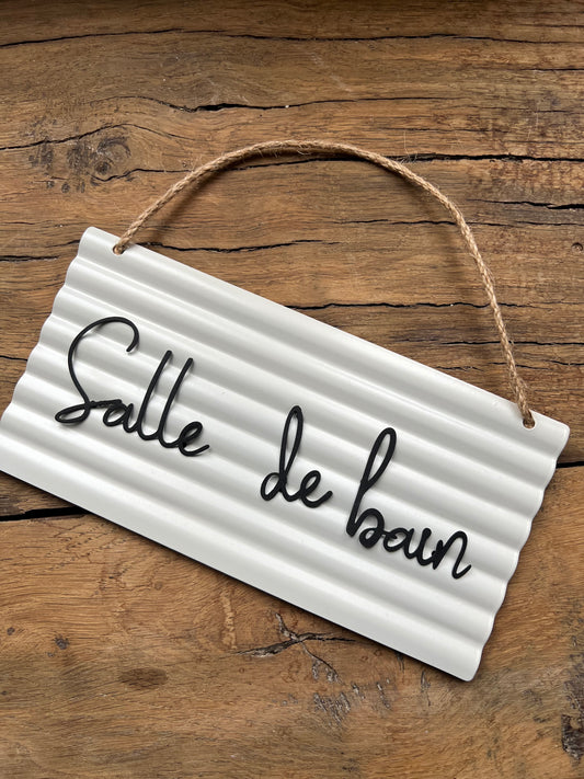 Salle de bain "ship lap" metal sign 🛁🖤