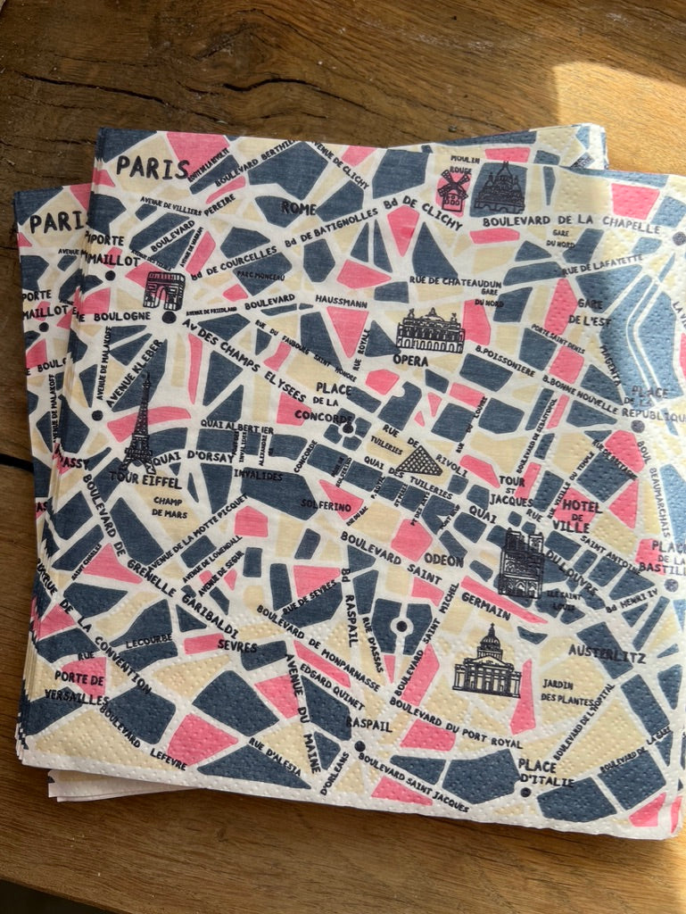 Map of Paris paper napkins 🗼