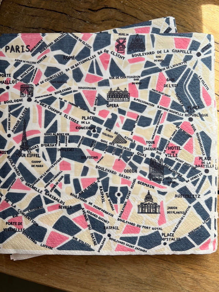 Map of Paris paper napkins 🗼