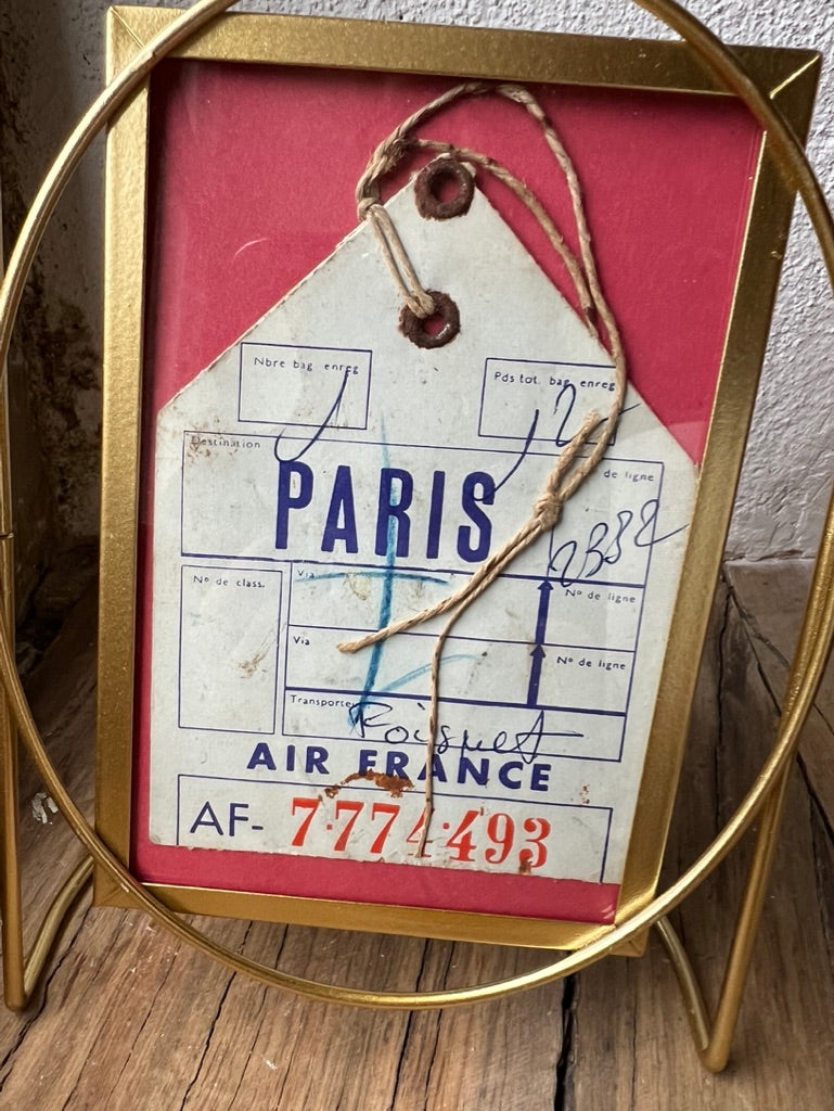 Framed Vintage Air France luggage tag ✈️