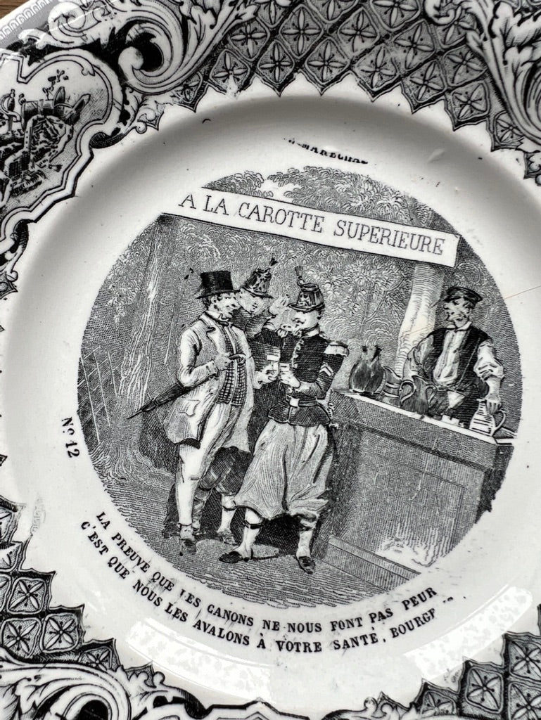 Black & white French scene dessert plates 🍰