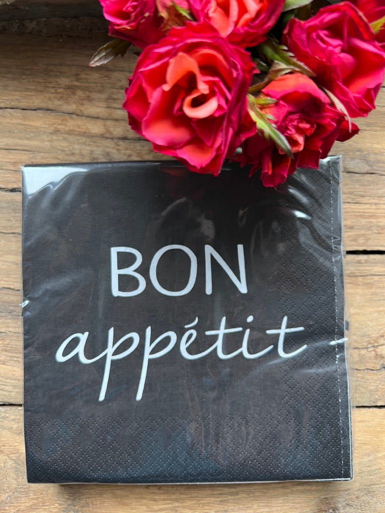 bon appétit black or cream paper napkins 🥐🥂