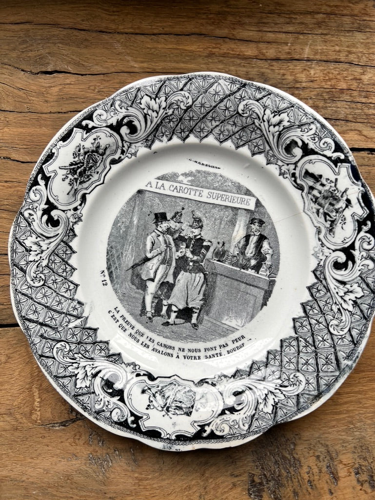 Black & white French scene dessert plates 🍰