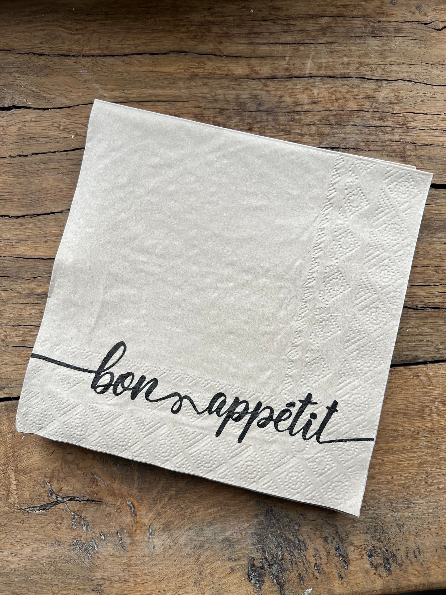 bon appétit black or cream paper napkins 🥐🥂