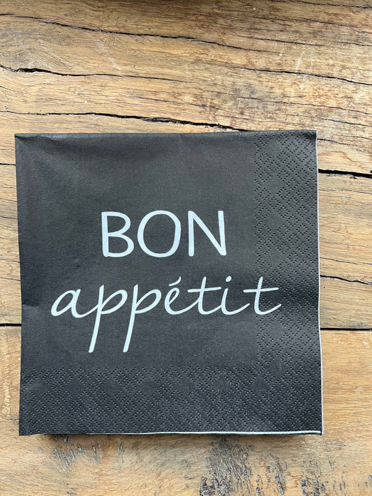 bon appétit black or cream paper napkins 🥐🥂