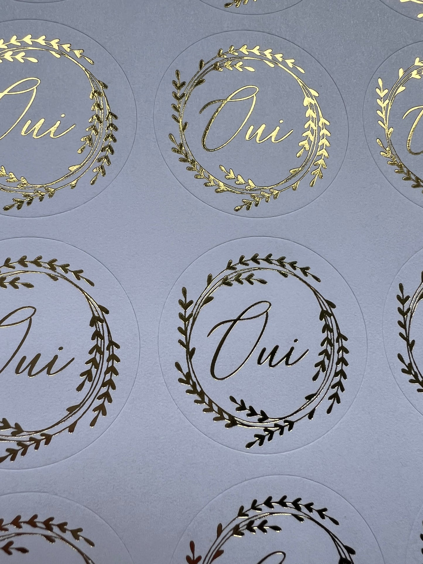 oui stickers.  gold & kraft 🥂