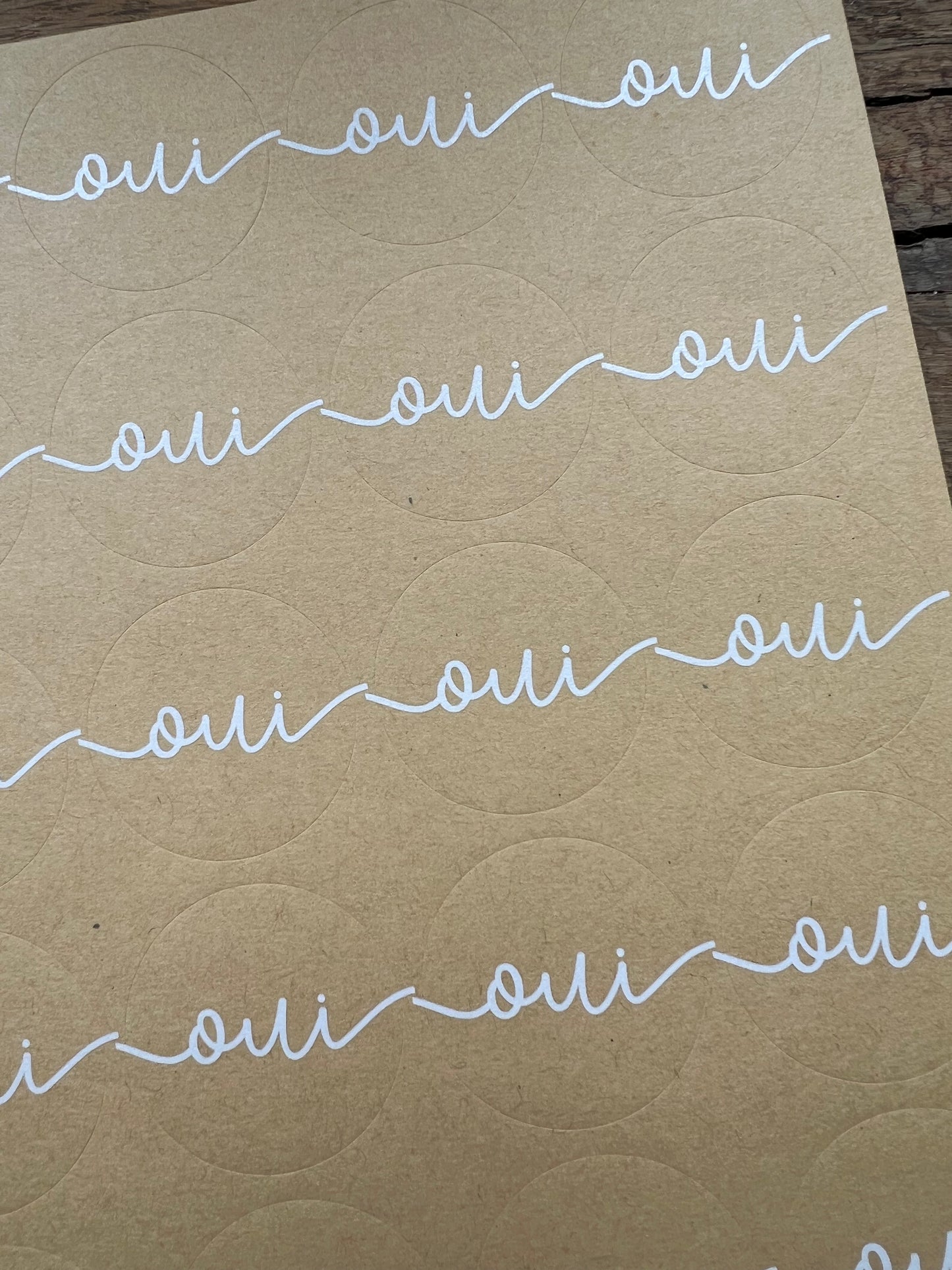 oui stickers.  gold & kraft 🥂